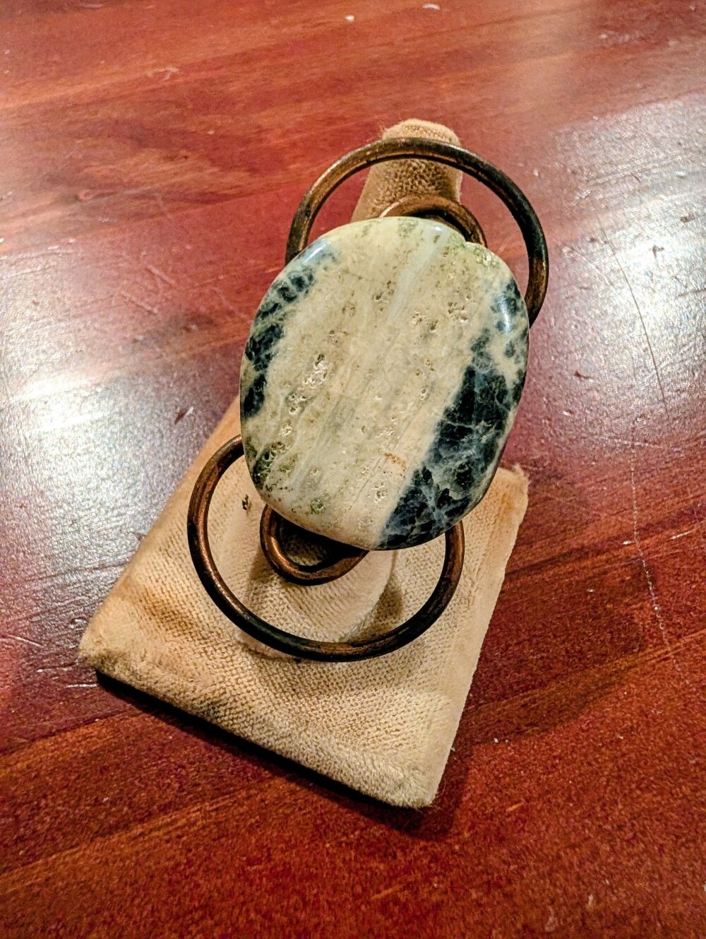 Handcrafted Sodalite Copper Wrapped Decorative Ring - Blue And White Size 8.5